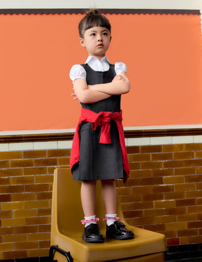 2pk Girls Crease Resistant School Pinafores 2 12 Yrs