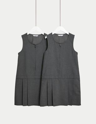 girls grey pinafore dress