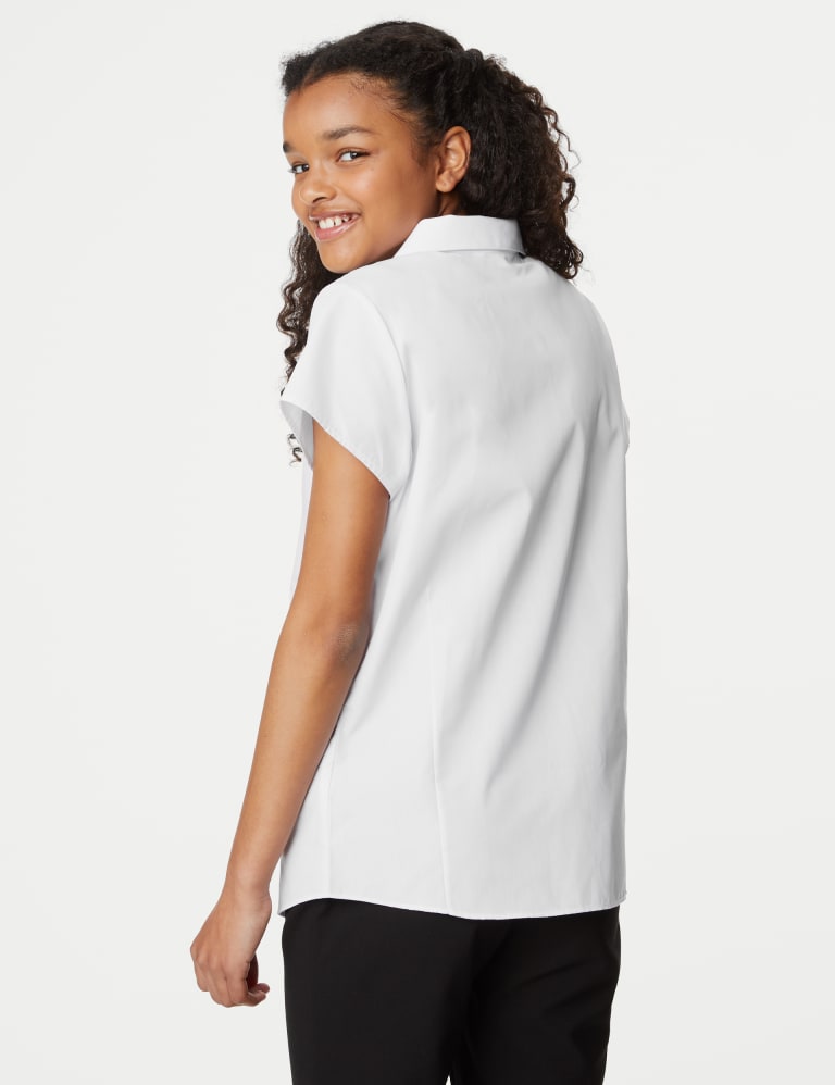 2pk Girls' Easy Iron Revere School Shirts (2-16 Yrs), M&S Collection