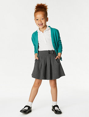 2pk Girls' Jersey Bow School Skirts (2-14 Yrs) Image 2 of 5