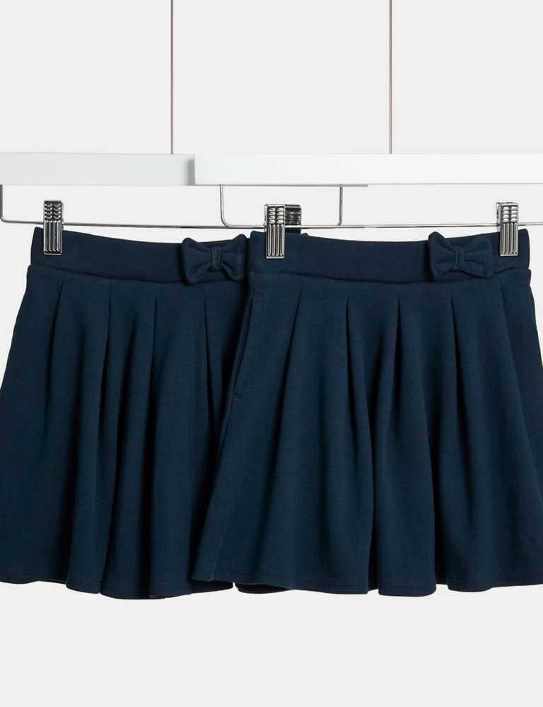 2pk Girls' Jersey Bow School Skirts (2-14 Yrs) 1 of 5