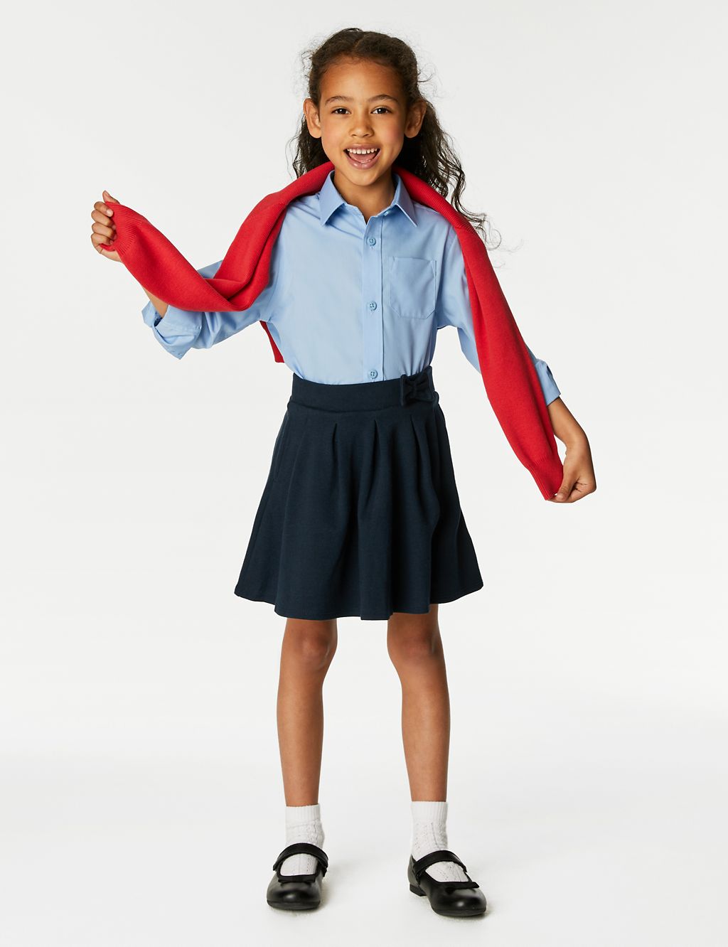 2pk Girls' Jersey Bow School Skirts (2-14 Yrs) 1 of 5