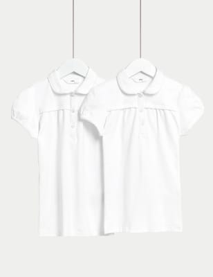 2pk Girls' Jersey School Polo Shirts (2-18 Yrs) | M&S Collection | M&S