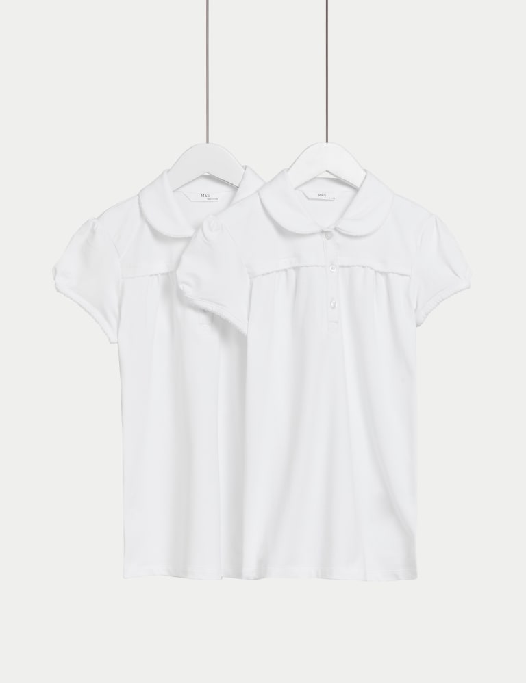 2pk Girls' Jersey School Polo Shirts (2-18 Yrs) 1 of 4