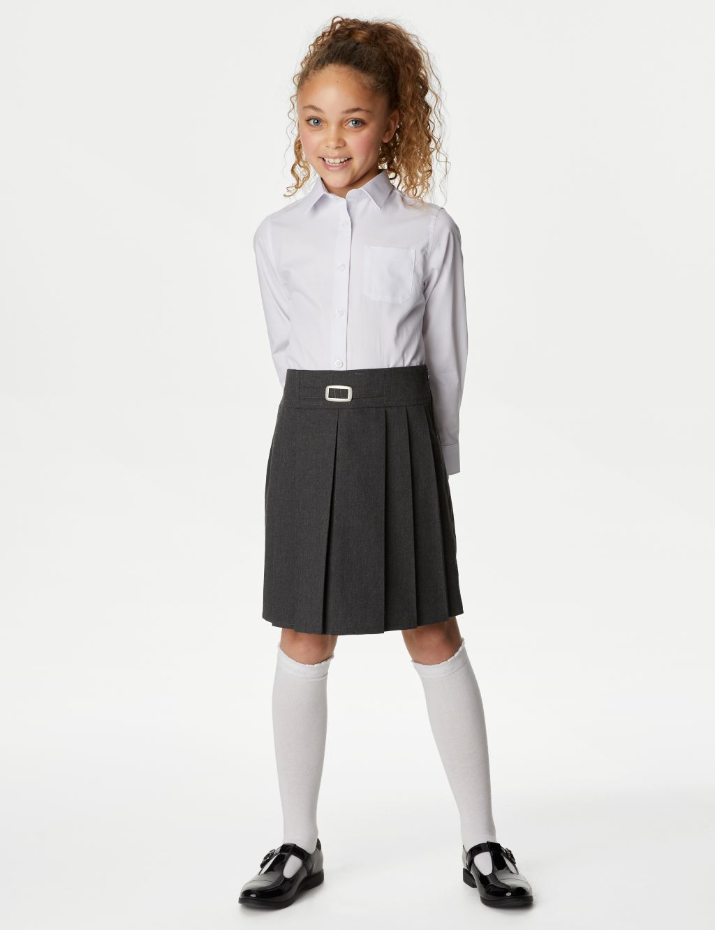 2pk Girls' Permanent Pleats School Skirts (2-18 Yrs) | M&S Collection | M&S