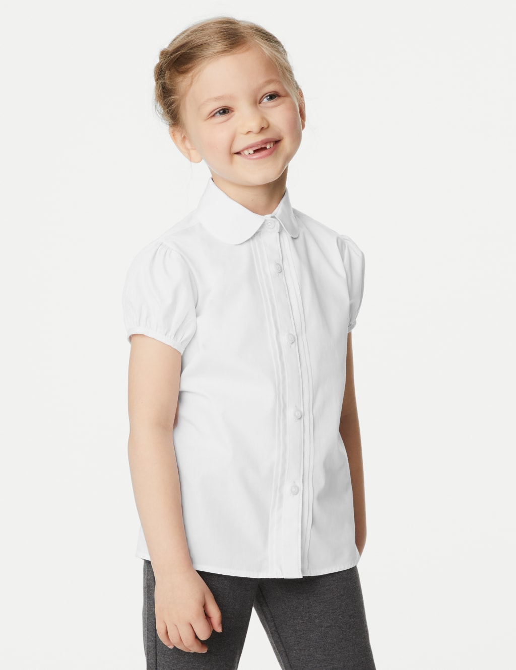 2pk Girls' Pintuck Easy Iron School Shirts (2-16 Yrs) 2 of 5