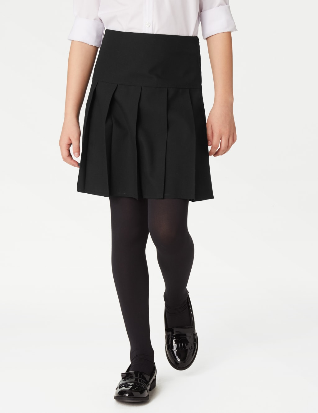 Plus size black pleated school skirt clearance