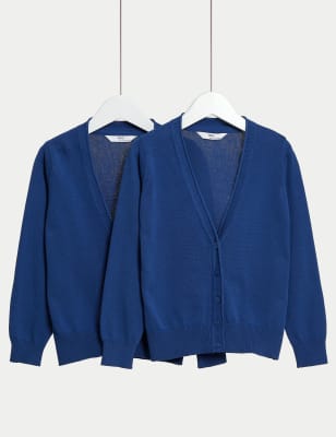 2pk Girls' Pure Cotton School Cardigan (3-18 Yrs) Image 2 of 4