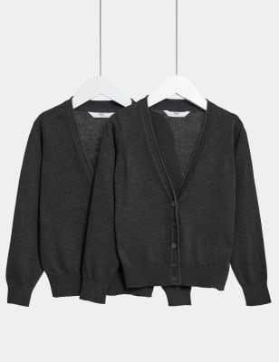 2pk Girls' Pure Cotton School Cardigan (3-18 Yrs) Image 2 of 4