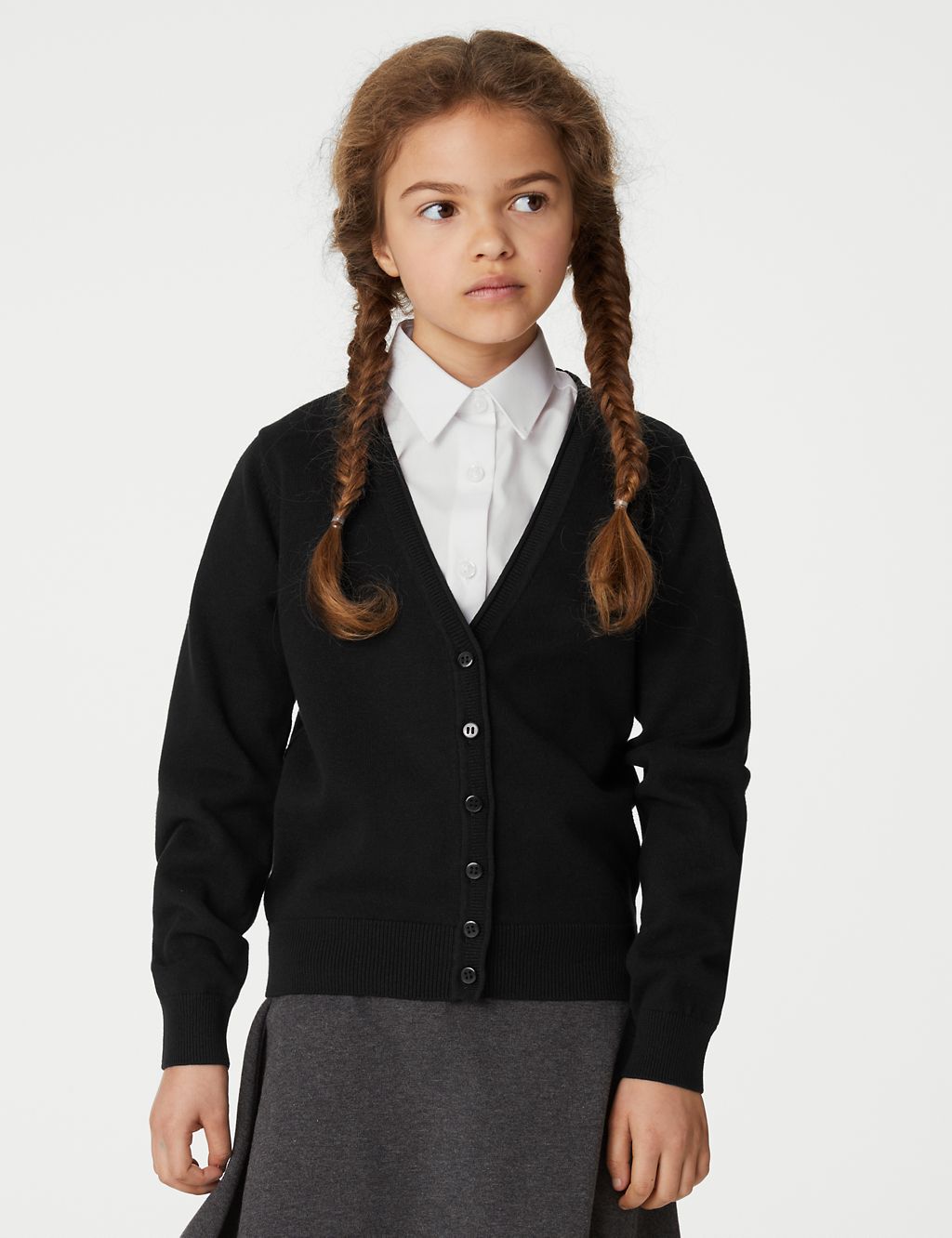 2pk Girls' Pure Cotton School Cardigan (3-18 Yrs) 1 of 4