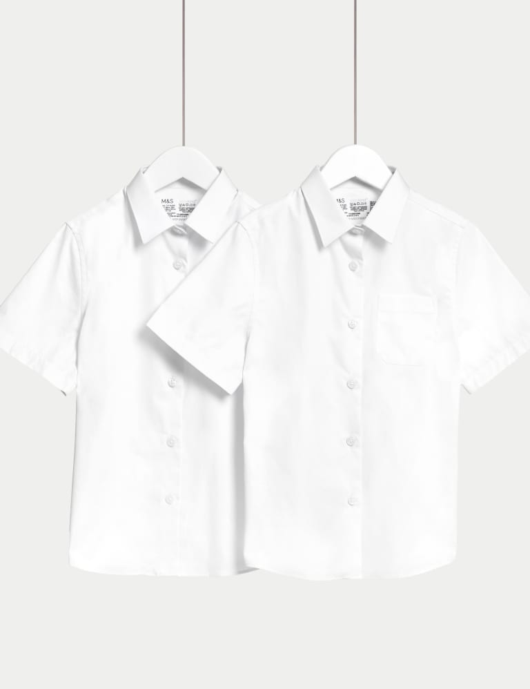 2pk Girls’ Regular Fit Cotton School Shirts (2-18 Yrs) | M&S Collection ...