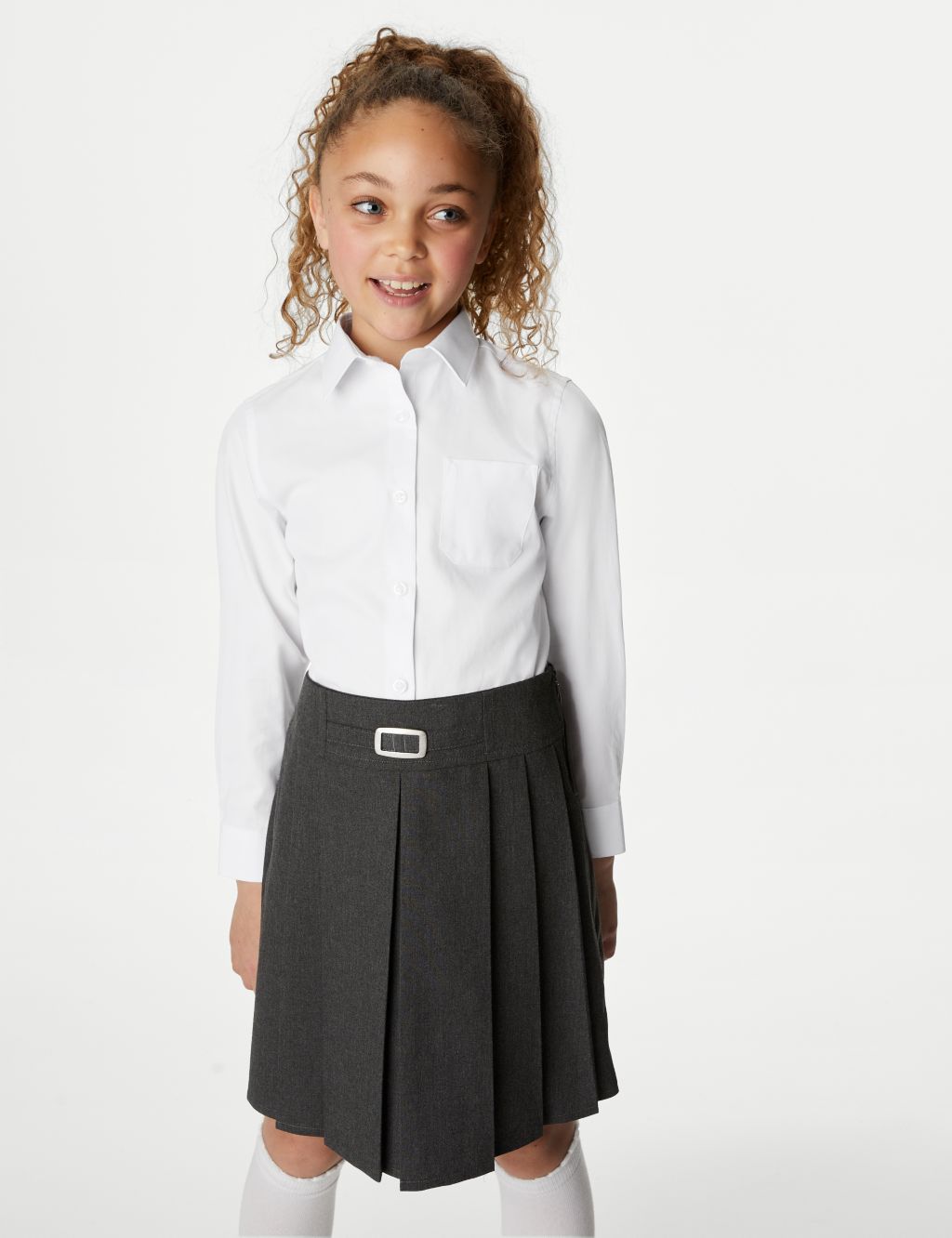 2pk Girls’ Regular Fit Cotton School Shirts (2-18 Yrs) 1 of 6