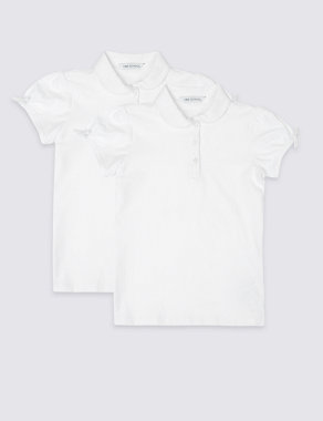 2pk Girls' Regular Fit School Polo Shirts (2-18 Yrs) Image 2 of 4