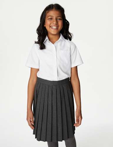 2pk Girls’ Regular Fit Skin Kind™ School Shirts (2-18 Yrs) 1 of 6