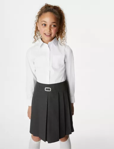 2pk Girls’ Regular Fit Skin Kind™ School Shirts (2-18 Yrs) 2 of 7