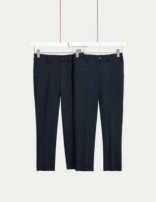 2pk Girls' Slim Leg School Trousers (2-18 Yrs), M&S Collection
