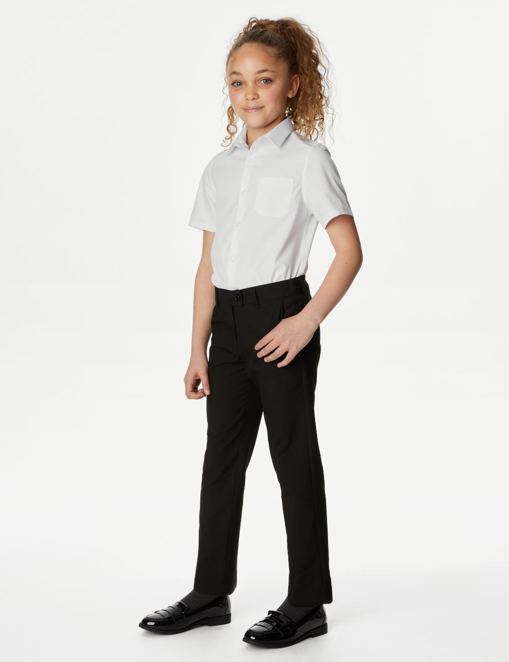 2pk Girls’ Slim Fit Cotton School Shirts (2-18 Yrs) 2 of 5