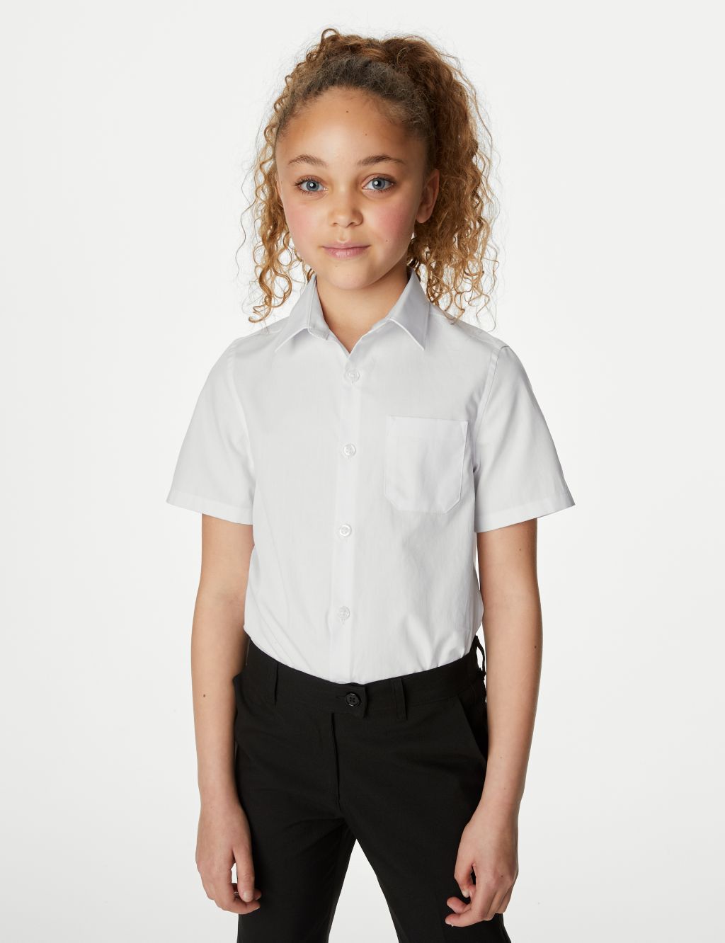 2pk Girls’ Slim Fit Cotton School Shirts (2-18 Yrs) 1 of 5