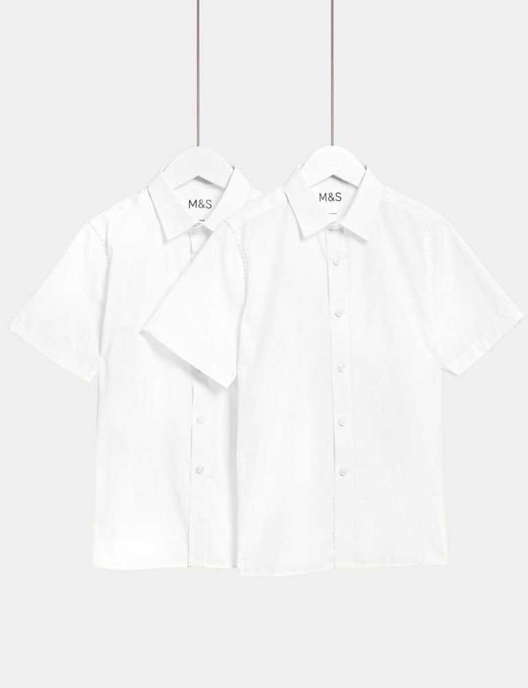 2pk Girls' Slim Fit Non-Iron School Shirts (2-18 Yrs) 1 of 4