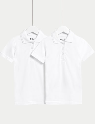 2pk Girls' Slim Fit School Polo Shirts (2-16 Yrs) 1 of 6