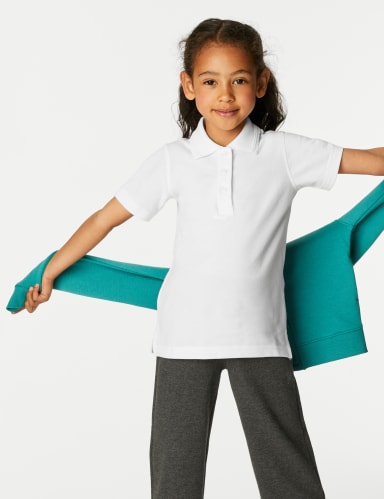 2pk Girls' Slim Fit School Polo Shirts (2-16 Yrs) 3 of 6