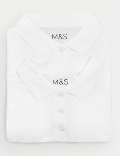 2pk Girls' Slim Fit School Polo Shirts (2-16 Yrs) 6 of 6