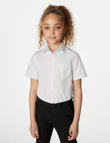 2pk Girls’ Slim Fit Skin Kind™ School Shirts (2-18 Yrs) 2 of 5