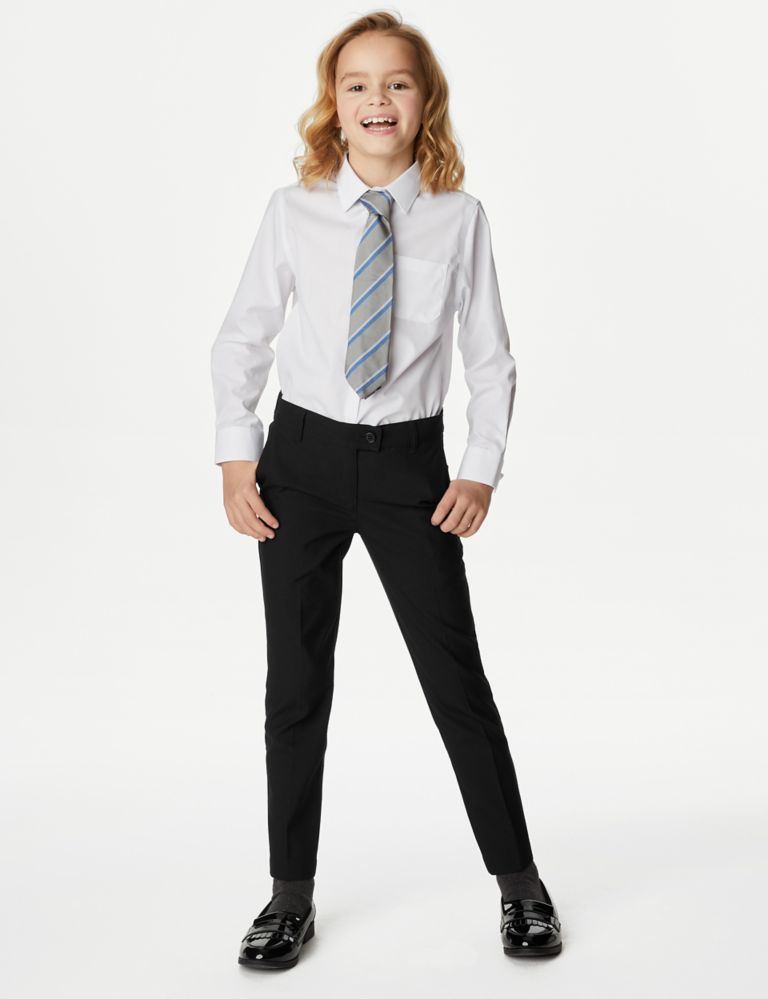 2pk Girls' Slim Leg Longer Length School Trousers (2-18 Yrs) 2 of 5