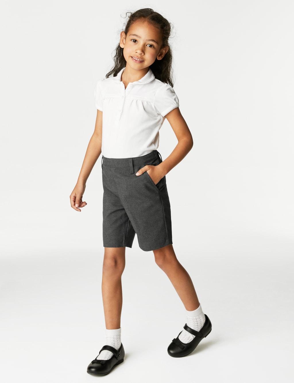 2pk Girls' Slim Leg School Shorts (2-16 Yrs) 1 of 4