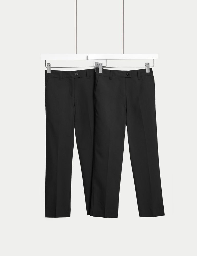Girls School Trousers Black Skinny Stretch Women Office Work Pants Two  Pockets