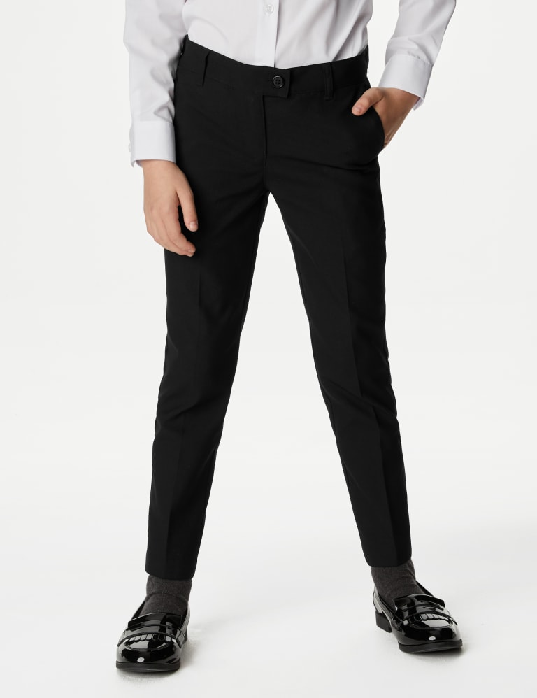 Girls School Trousers Black Skinny Stretch Women Office Work Pants Two  Pockets