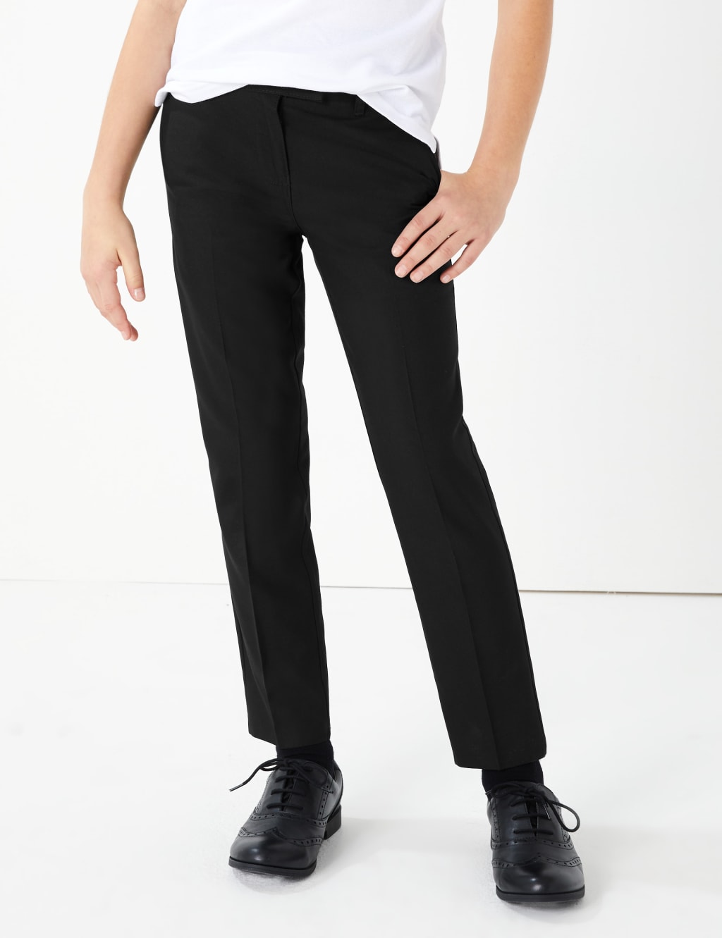 2pk Girls' Slim Leg School Trousers M&S