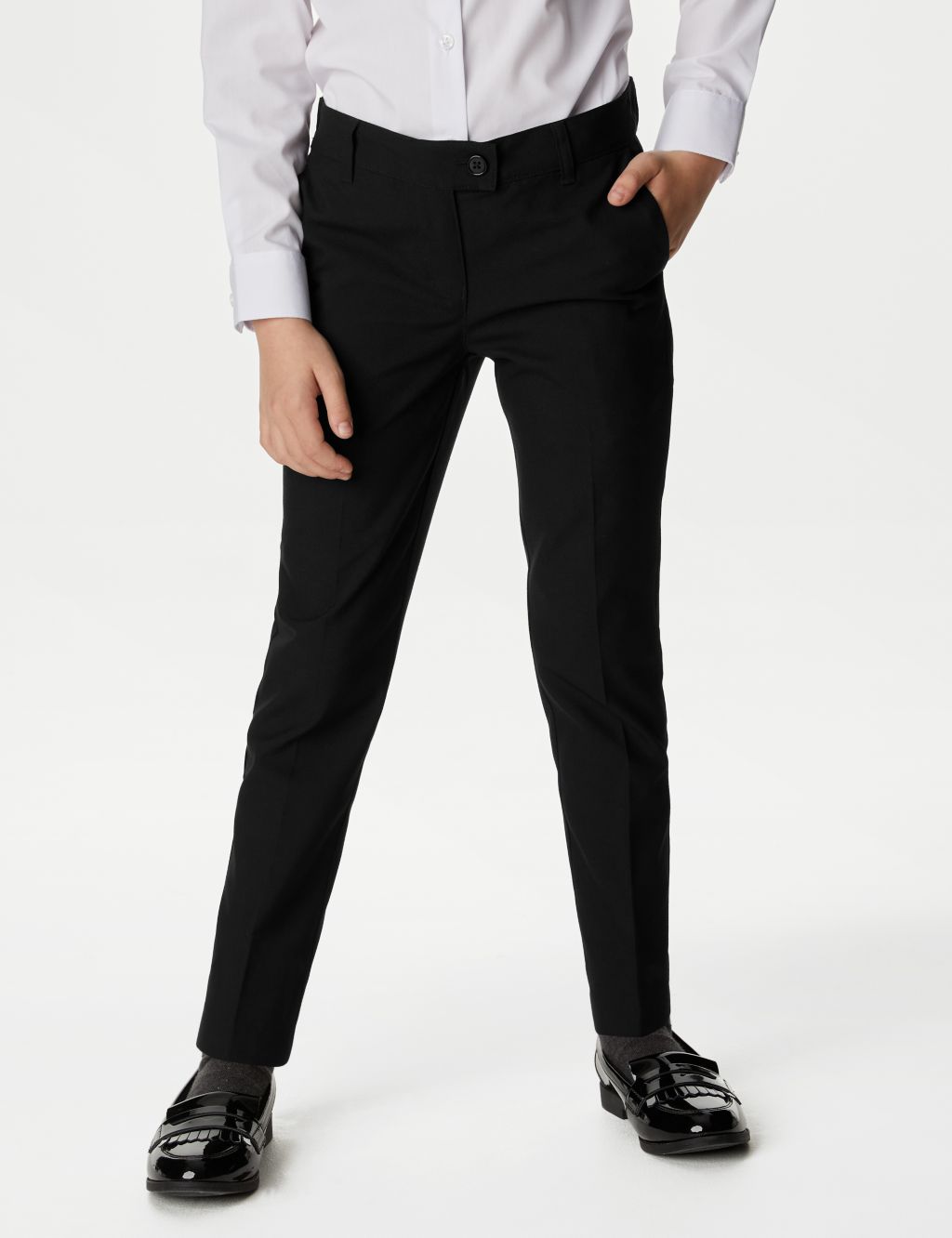 Buy 2pk Girls' Slim Leg Slim Waist School Trousers (2-18 Yrs) | M&S ...