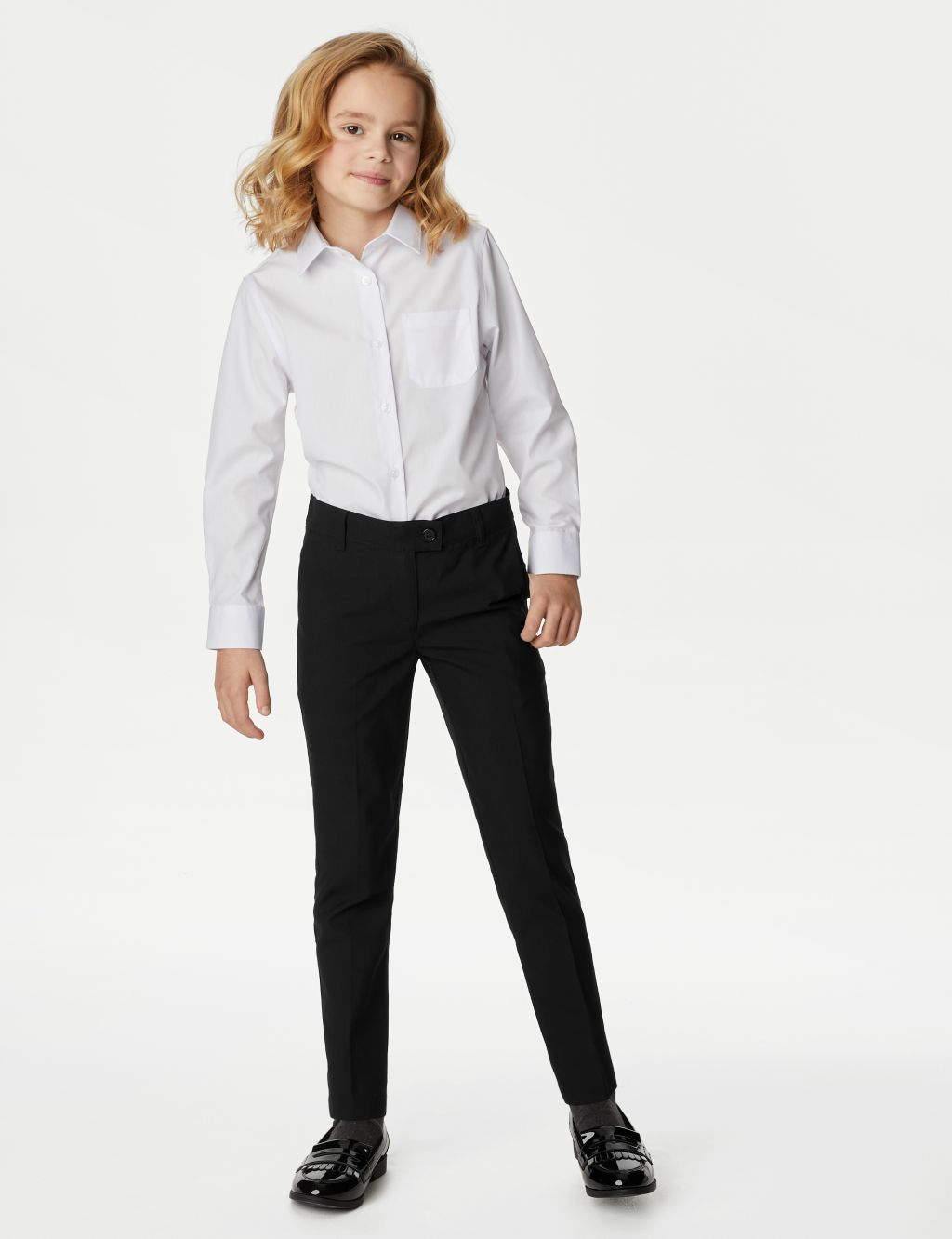 Buy 2pk Girls' Slim Leg Slim Waist School Trousers (2-18 Yrs) | M&S ...