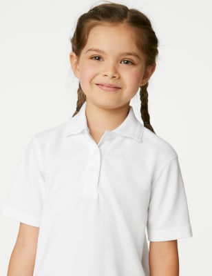 2pk Girls Stain Resist School Polo Shirts 2 16 Yrs M S