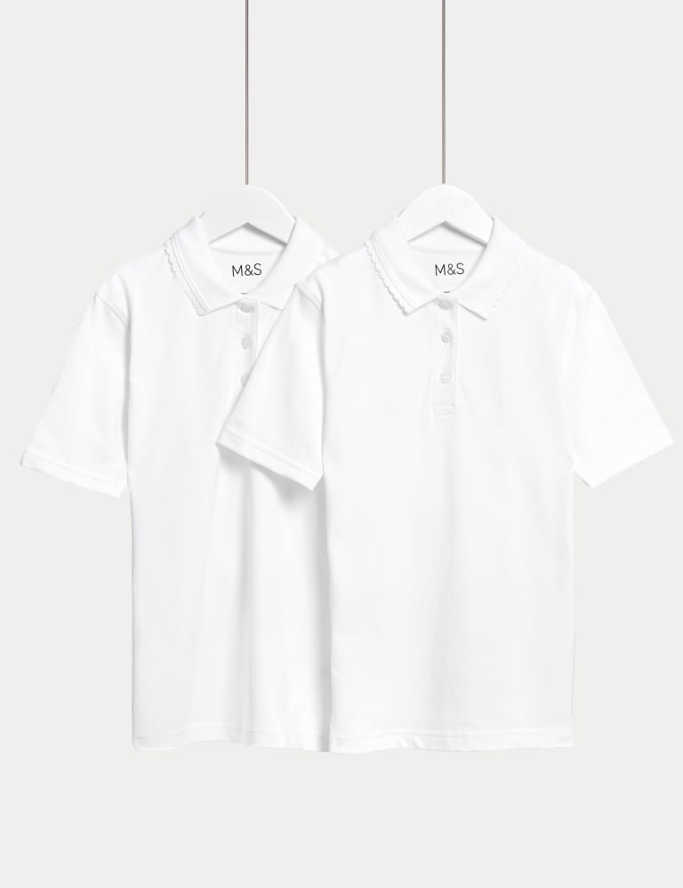 2pk Girls' Stain Resist School Polo Shirts (2-16 Yrs) 1 of 5