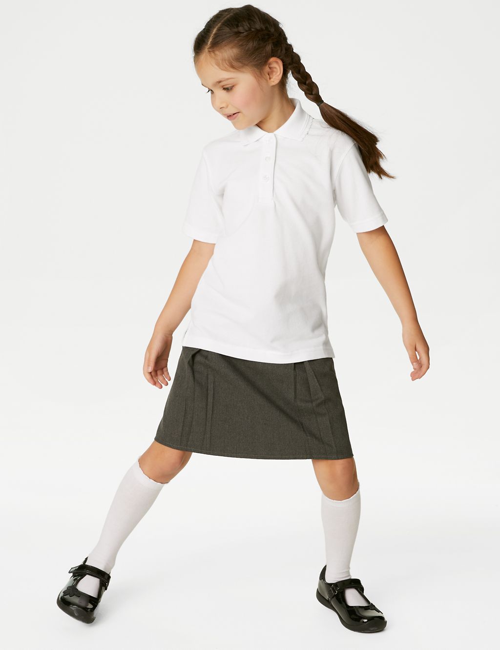 2pk Girls' Stain Resist School Polo Shirts (2-16 Yrs) 1 of 5
