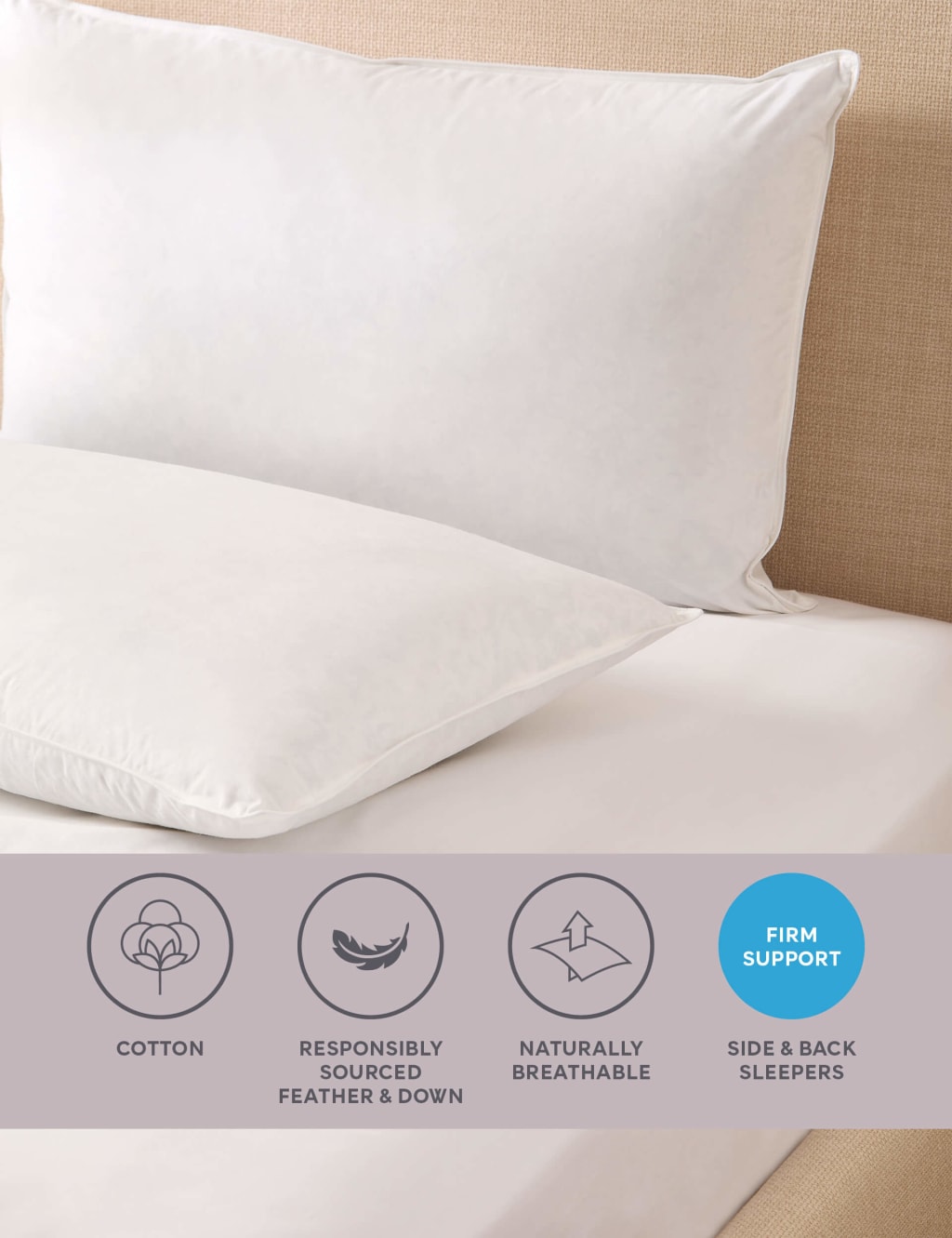 2pk Goose Feather & Down Firm Pillows M&S Collection M&S