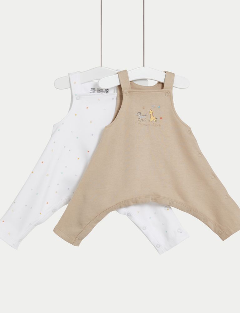 2pk Hip Dysplasia Cotton Rich Dungarees (0-12 Mths) 1 of 5
