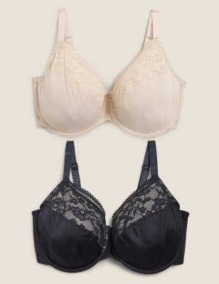 2pk Lace Trim Full Cup Bras F H M S Collection M S