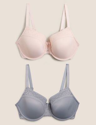 2pk Lace Trim Padded Full Cup Bras F H M S Collection M S