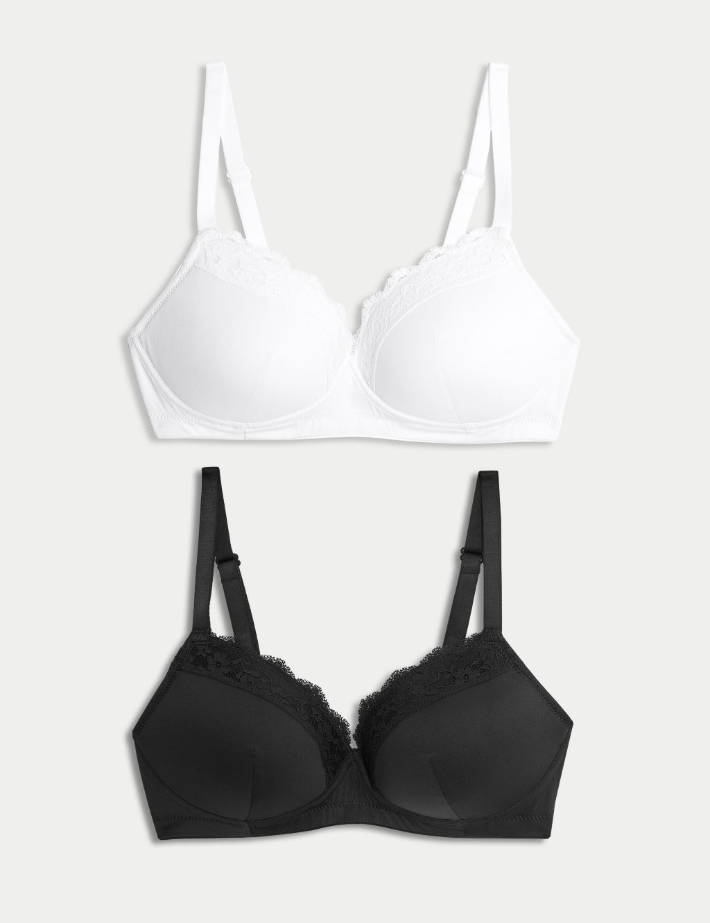 Buy Black/White Post Surgery Non Wired Lace Bras 2 Pack from the