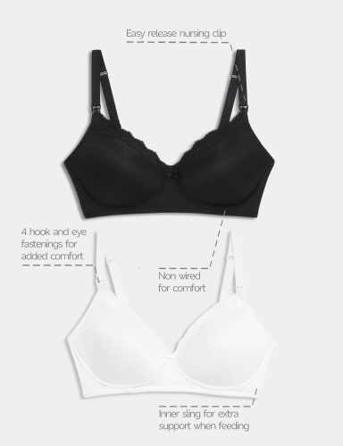 2pk Maternity Lace Trim Nursing Bras B-G 7 of 10