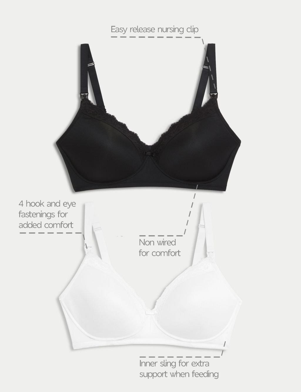 Ladies Marks And Spencer Pack Of 2 Full Cup Nursing Bras 34H BNWT