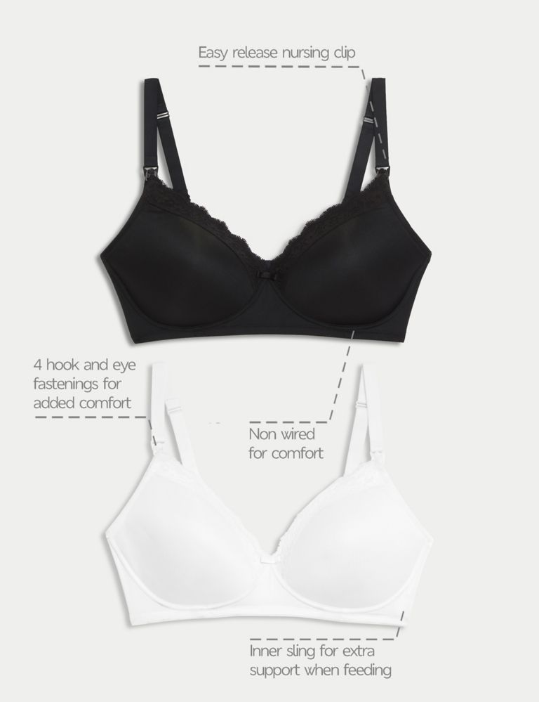 ASOS DESIGN Maternity 2 pack seamless bra in black & white