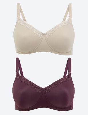 2pk Maternity Padded T-Shirt Full Cup Bras B-G, M&S Collection