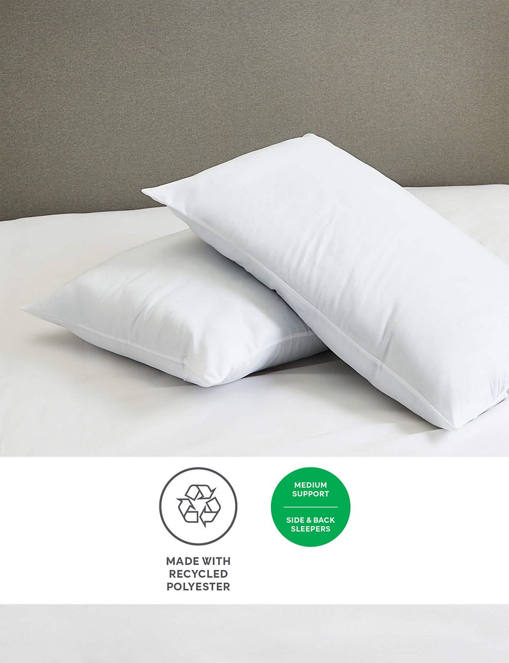 2pk Microfibre Medium Pillows 3 of 5