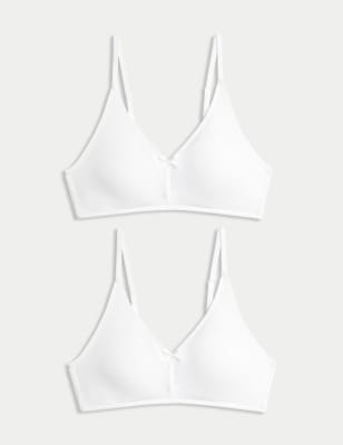 New 2 Pack of White 100% cotton bras 32AA Starter Bra No wires No padding  bra