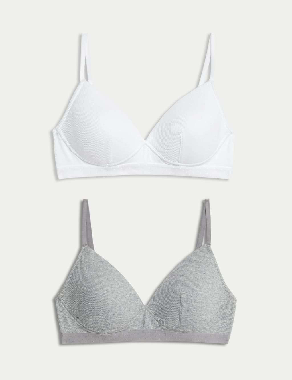 2pk Cotton Blend Crop Top First Bras, M&S Collection