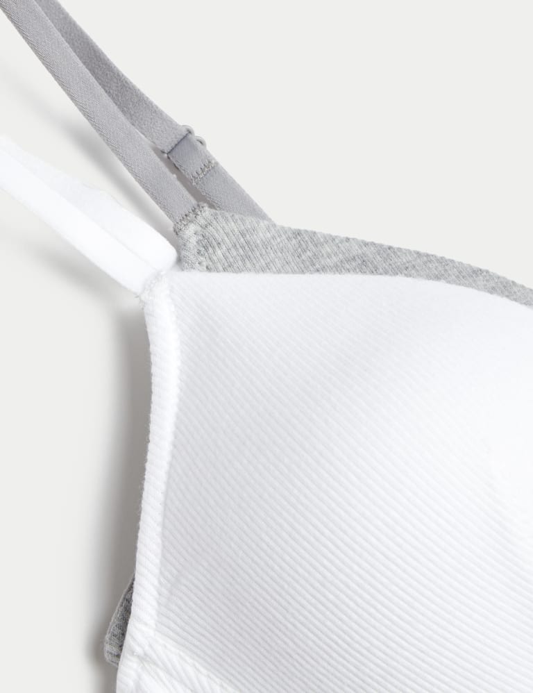2pk Non Wired Cotton Rich Ribbed First Bras AA-D | M&S Collection | M&S